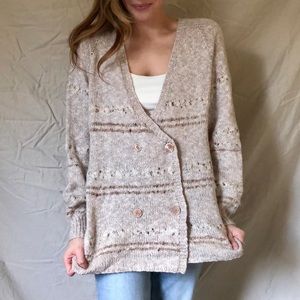 Vintage Double-breasted Knit Cardigan